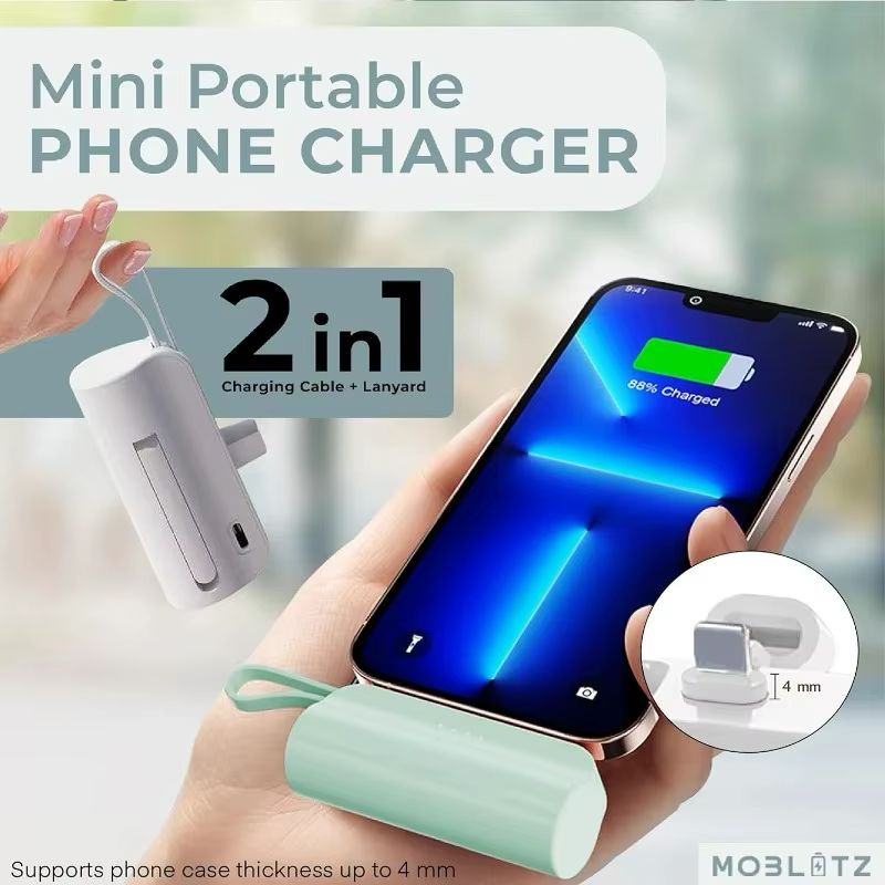 Mini Power Bank 2 en 1 Ultra-Rapide et Durable avec une puissance de 5000mAh pour iPhone et Android