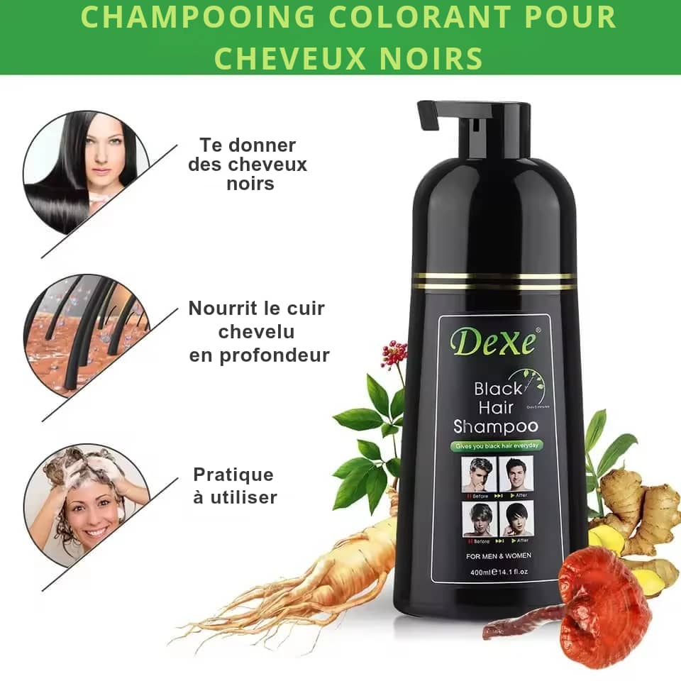 Shampoing pour des cheveux noirs, brillants et naturels