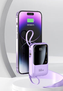🔋 Mini Power Bank Portable 10 000 mAh super rapide et durable avec Lampe LED, Double Port USB et 4 Câbles Intégrés ( Garantie de 3 semaines pour votre satisfaction totale )