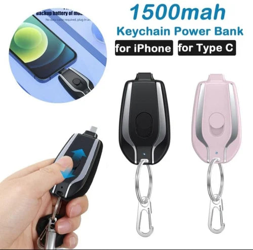 Mini Power Bank Porte-Clé 1500mAh – Chargeur de Secours Ultra Compact et Pratique